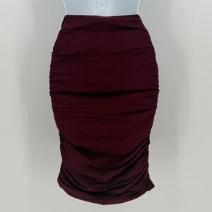 Zenana Ruched bodycon knee-length midi pencil skirt